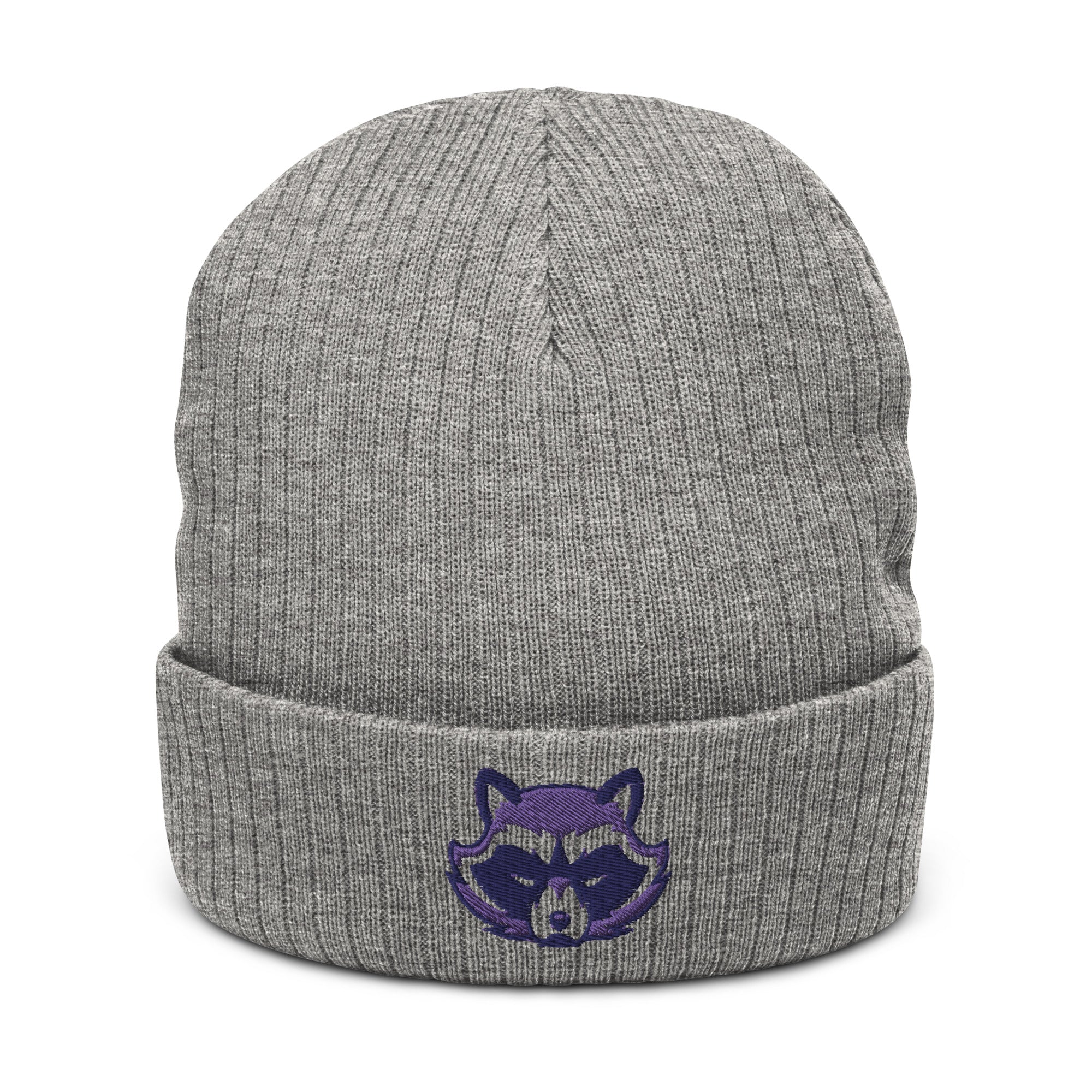 Purple Logo Ribbed Knit Beanie