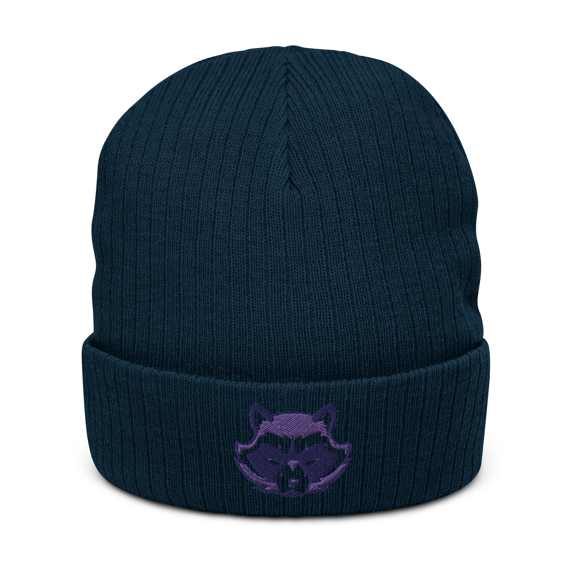 Purple Logo Ribbed Knit Beanie