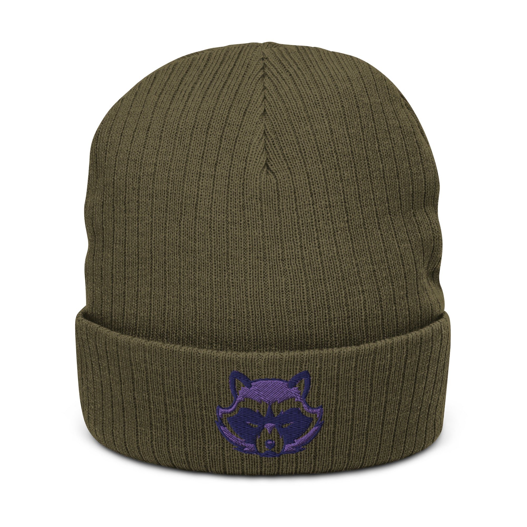 Purple Logo Ribbed Knit Beanie